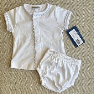 Magnolia Baby Set - Light Blue Trim